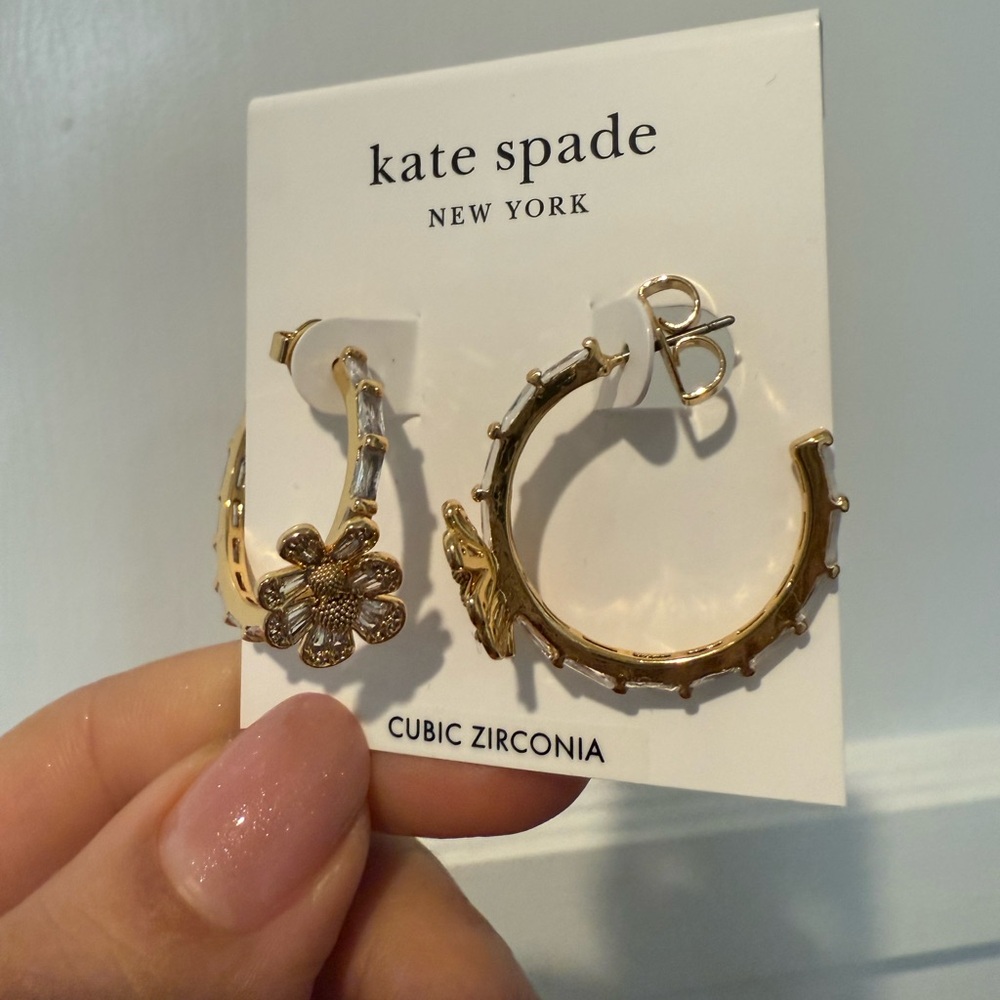 Kate Spade Gold Floral Hoop Earrings